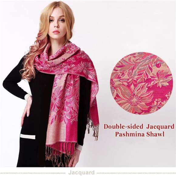 Silky Paisley Pashmina Shawl Scarf-Women's Soft Double-side Jacquard - Picture 4 of 6